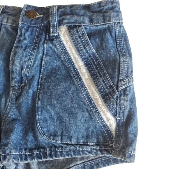 FREE PEOPLE Womens Shorts Size 24 Sweet Surrender Denim Blue Lace Spring‎ Summer - Picture 6 of 10